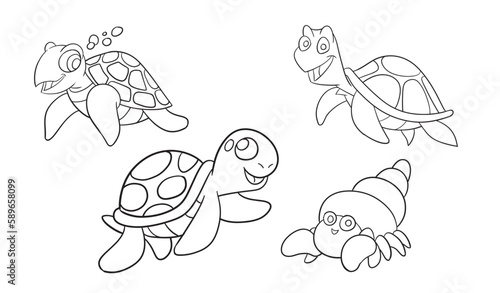 Photography Sea animals group coloring page