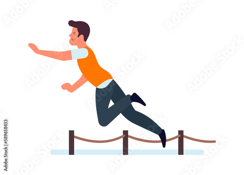 Принти на полотні Man trip over chain. Person stumble and falling down
