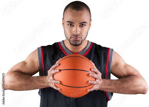Basketball Player Holding a Ball - Isolated