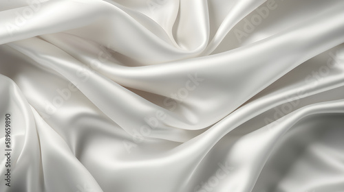 White satin luxury silk fabric bunch background wallpaper. Generative Ai