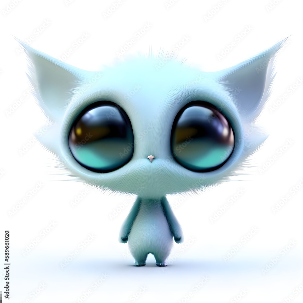Fototapeta premium Cute cat character, big eyes