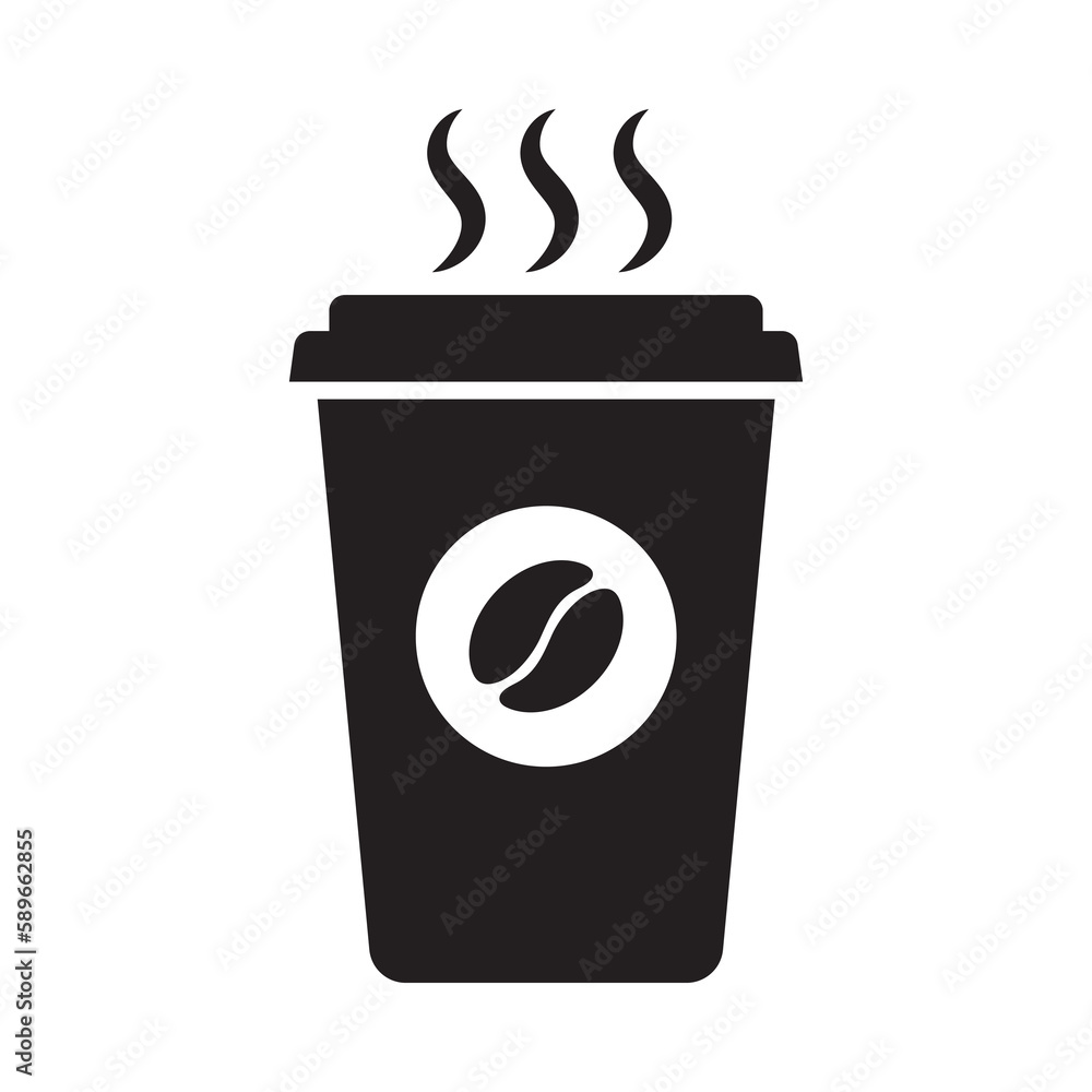 Hot coffee cup vector icon. Paper coffee cup icon isolated on white background. Hot coffee cup vector icon. Paper coffee cup icon isolated on white background.