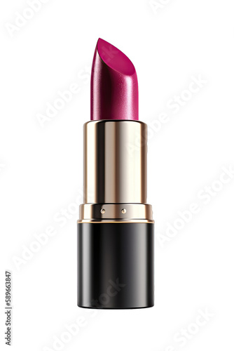 A fuschia polish lipstick. Beautiful lipstick isolated on transparent background. Makeup product.