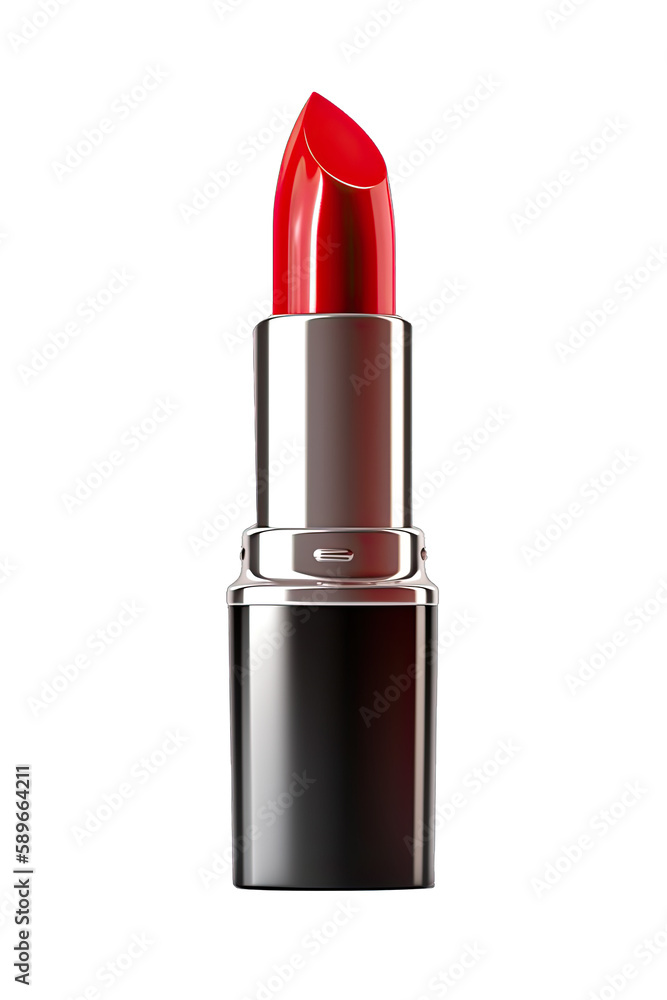 A red polish lipstick. Beautiful lipstick isolated on transparent background. Makeup product. A red polish lipstick. Beautiful lipstick isolated on transparent background. Makeup product.