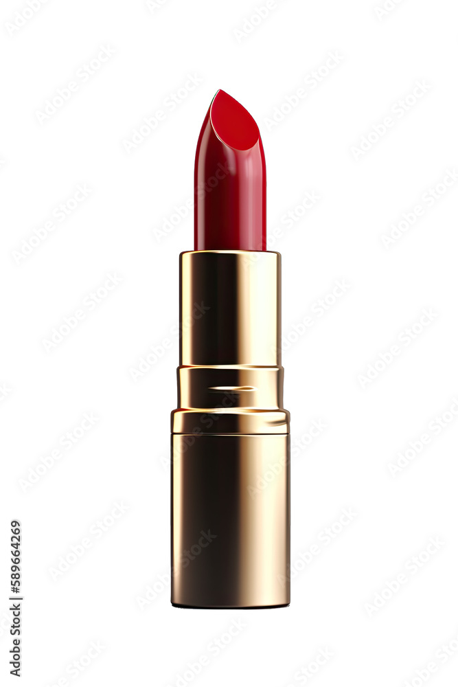 A red polish lipstick. Beautiful lipstick isolated on transparent background. Makeup product. A red polish lipstick. Beautiful lipstick isolated on transparent background. Makeup product.