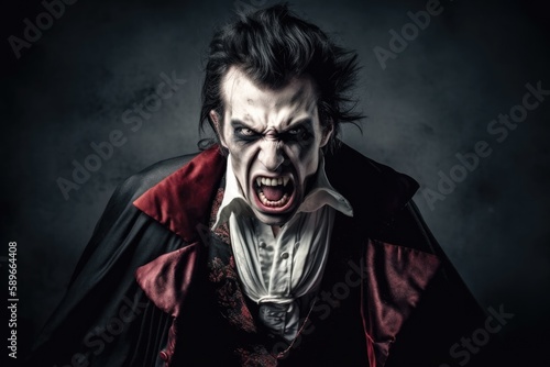 Portrait of Count Dracula Vampire headshot. Generative AI photo