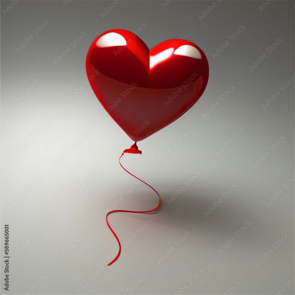 3d Balloon in the shape of a red heart