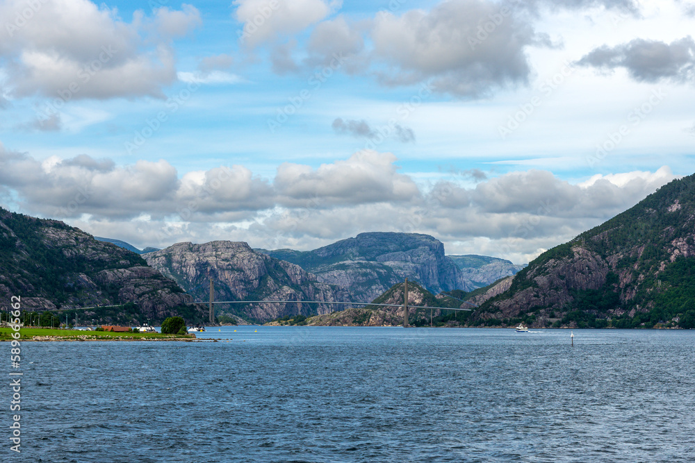 Lysefjord in South Norway, close to Stavanger, Rogaland; the fjord with the Prikestolen