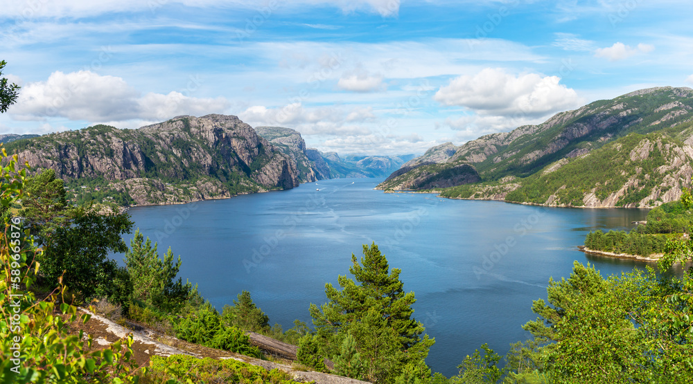 Lysefjord in South Norway, close to Stavanger, Rogaland; the fjord with the Prikestolen