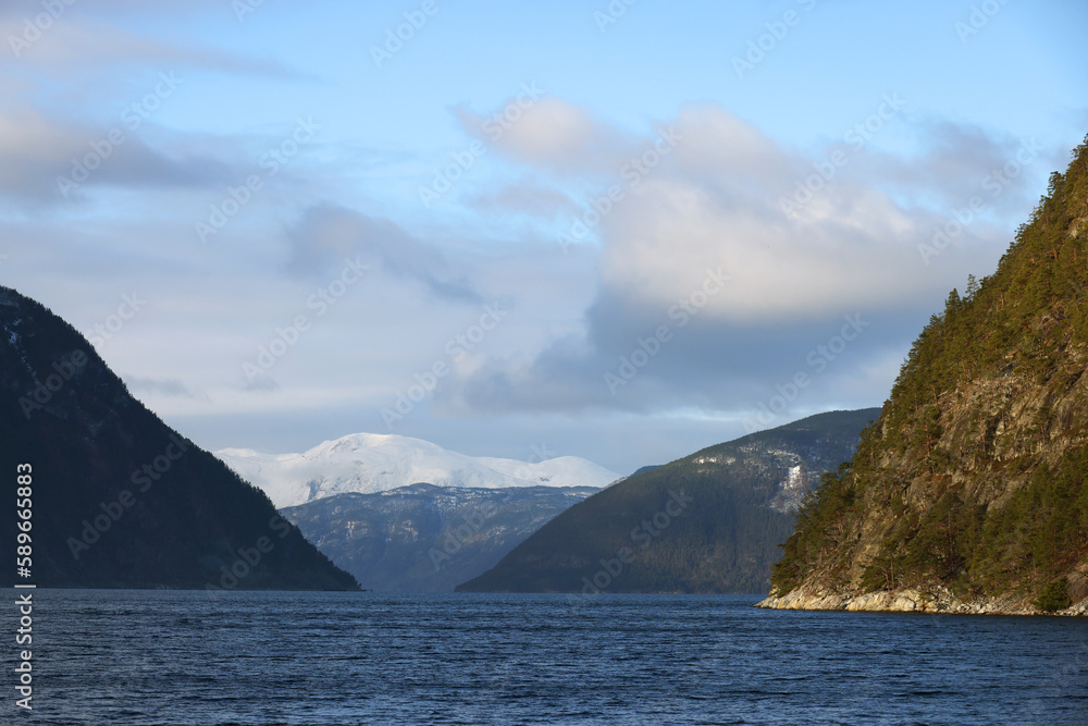 Image of Sogndalsfjora city on the shores of Sogndal Fjord in Norway, Europe	
