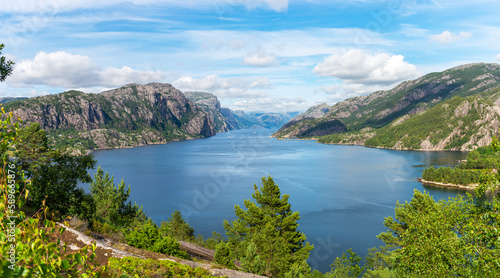 Lysefjord in South Norway  close to Stavanger  Rogaland  the fjord with the Prikestolen