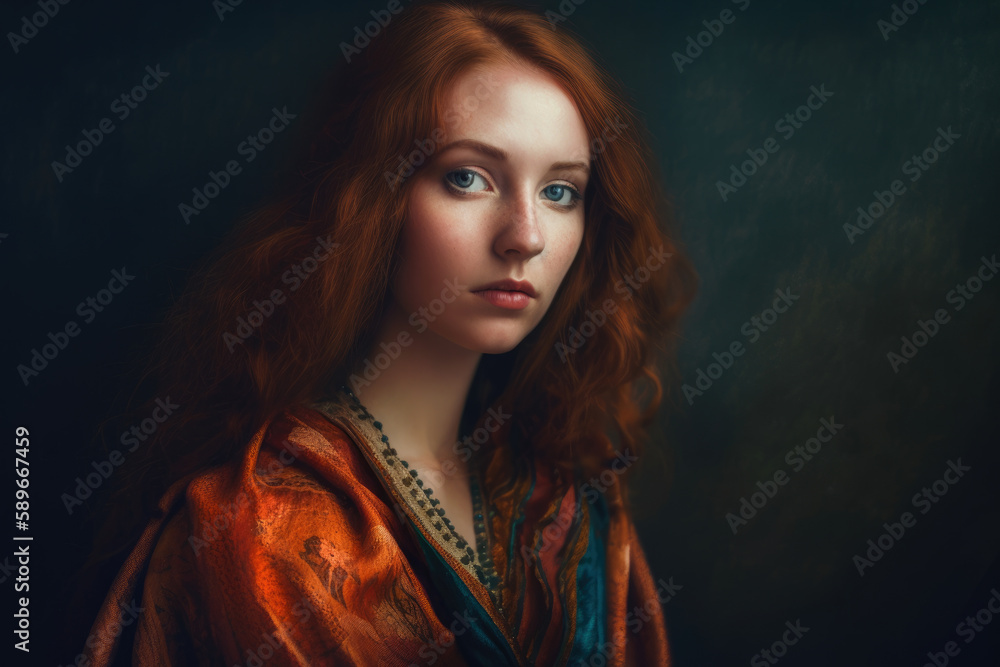 Mystical Modern Renaissance Portrait of a Woman, generative ai Mystical Modern Renaissance Portrait of a Woman, generative ai