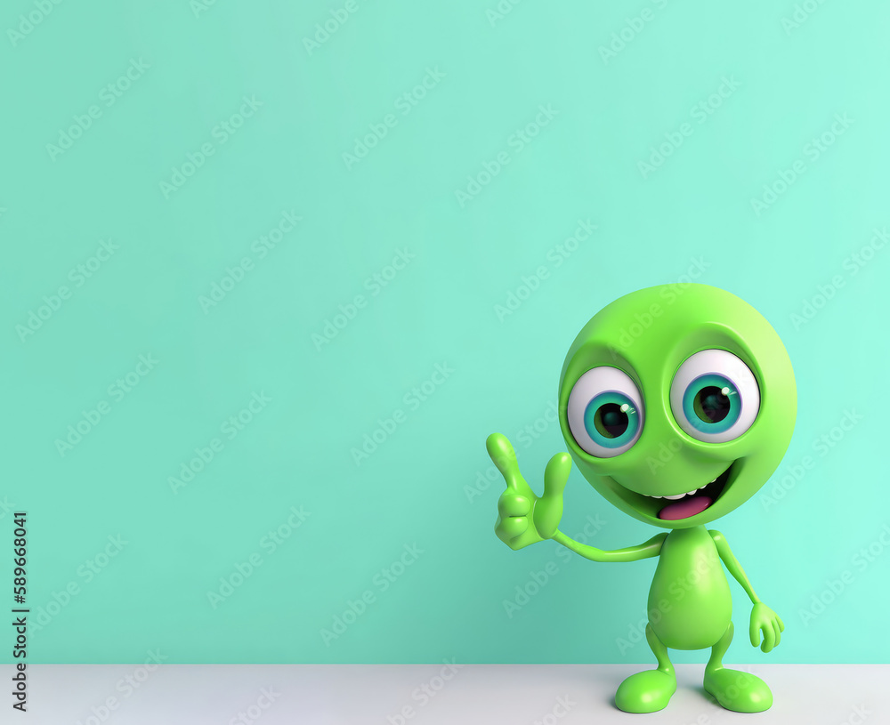 Fototapeta premium UFO day background with copyspace. Cute,cartoon aliens collection. Commercial banner. Room for Copy. Empty flat background. Generative ai.