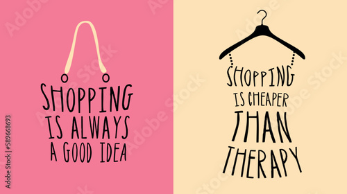 Set of Fashion woman bag and dress with a quotes for wall art, posters, banners. 