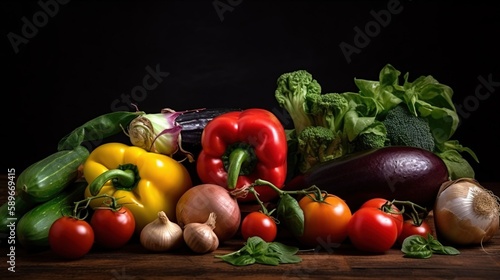 fresh vegetables on a black background