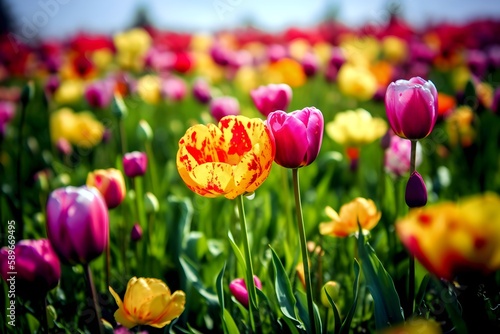 Ocean of Tulips in Netherlands