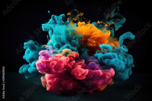 Color pigment cloud in water. AI generated