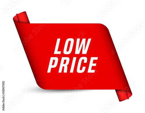 Colorful vector flat design banner low price. This sign is well adapted for web design.