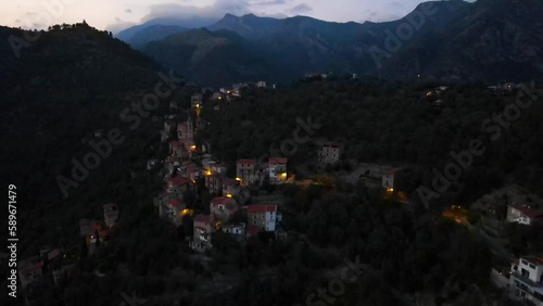 Discovering the Majestic Mountainscapes of Liguria at Night - A Stunning Drone's View