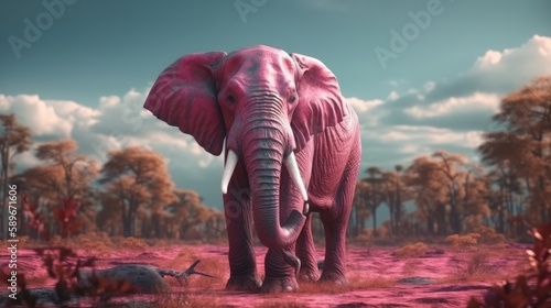 Close up elephant on purple background, generative ai © cac_tus