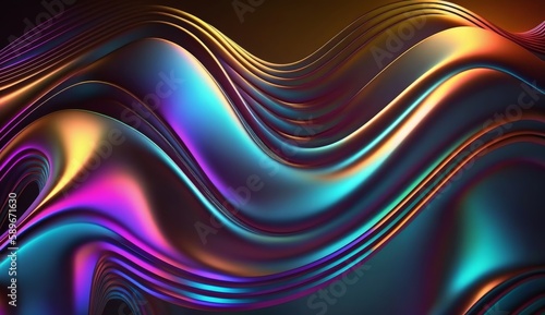 luxury Holograph Wavy Satin Background  80s - 90s  trendy colorful texture. Neon color design. For your creative project design cover  book  printing  gift card  fashion. Generative ai