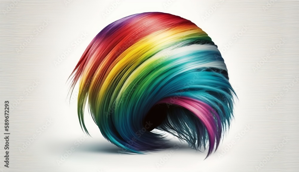 Isolated wig of a multicolored rainbow hairs. Generative ai Isolated wig of a multicolored rainbow hairs. Generative ai