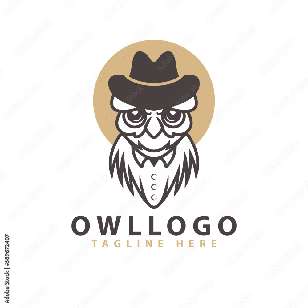 owl head logo template with detective hat owl head logo template with detective hat