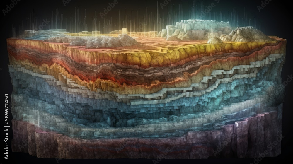 Schematic abstract cut geological structure of earth layers with ...