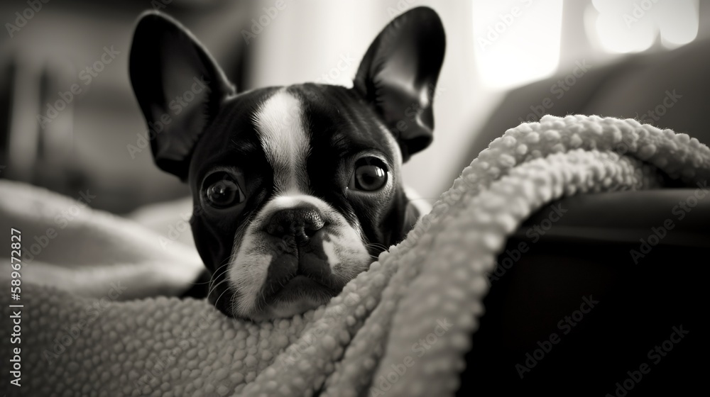 Boston Terrier Pup at Home