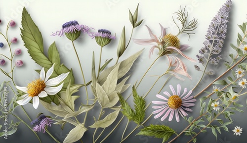 Flower bouquet qith soft colors and translucid petals macro on white background, generative ai