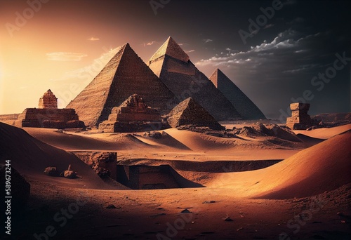 pyramids of giza artistic rendition. Generative AI