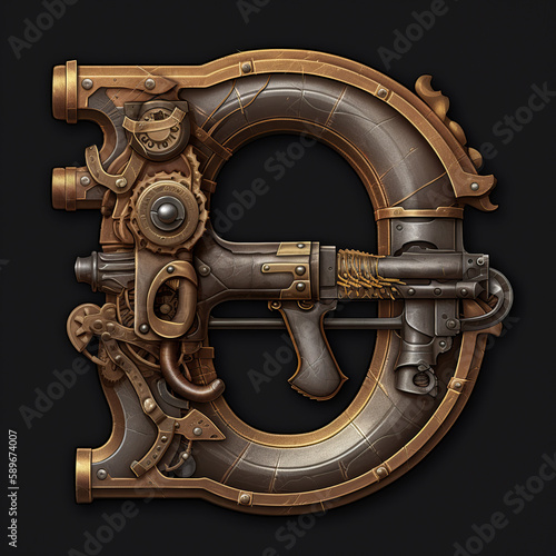 gun, steampunk, alphabet, a, b, c d, f, g, h, j, k, l, m, n, p, q, r, s, t, v, x, z, weapon, isolated, metal, old, machine, white, equipment, steel, technology, retro, tool, iron, generated ai