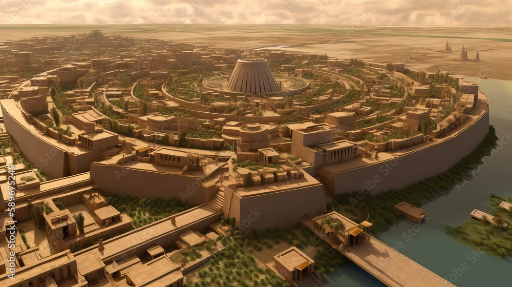 the grandeur of ancient Babylon, with intricate details of its