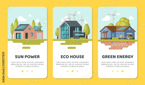 Green Energy and Eco Friendly Modern House Banner Vector Template