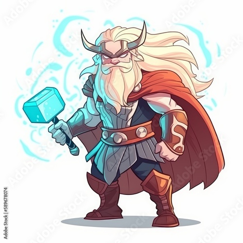 Thundering Thor: A Comic-Style Depiction of the Scandinavian God