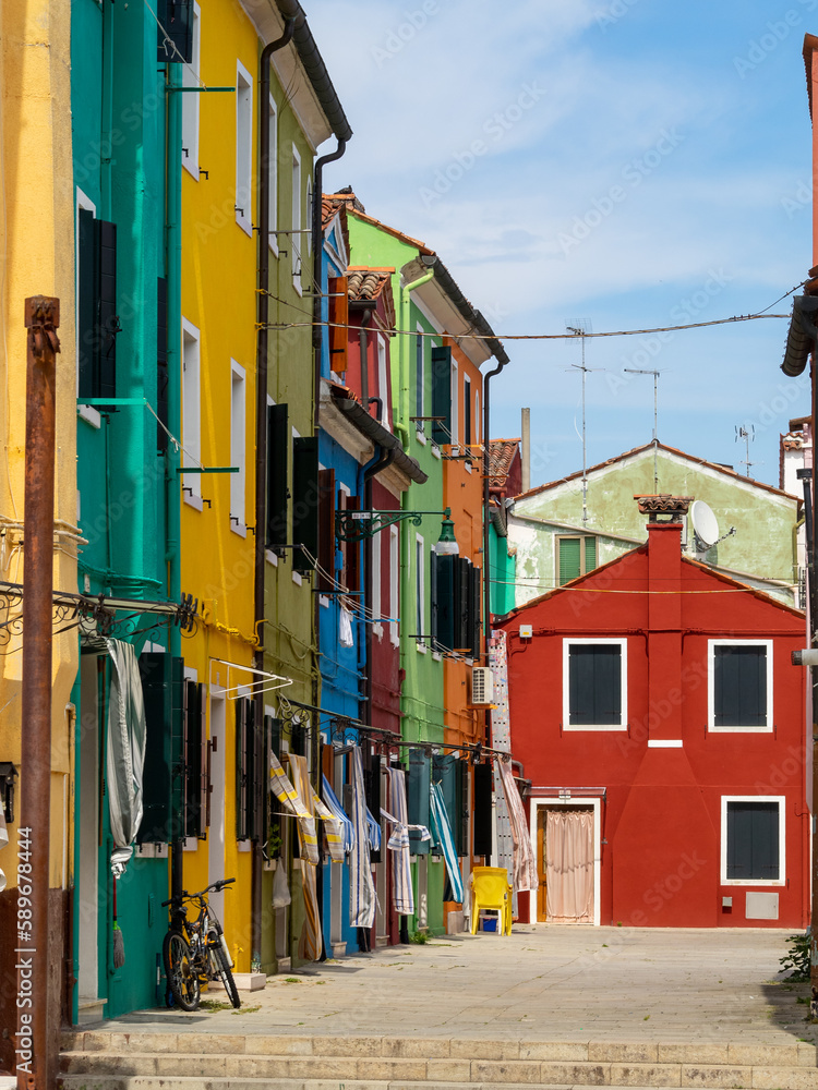 Burano  colorful houses all lined up