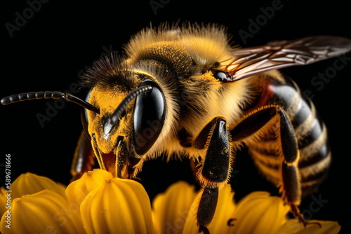 KI einer Honig Biene auf einer Planze beim bestäuben © seraph1976