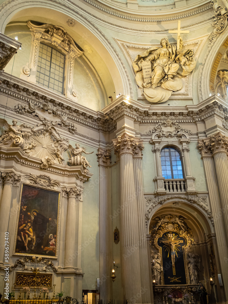 The Baroque interior of Santuario di Santa Maria della Vita, Bologna