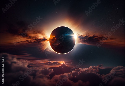 solar eclipse. Generative AI photo