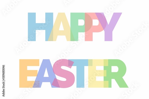 Happy Easter greetings colorful message isolated on white background horizontal banner poster card 