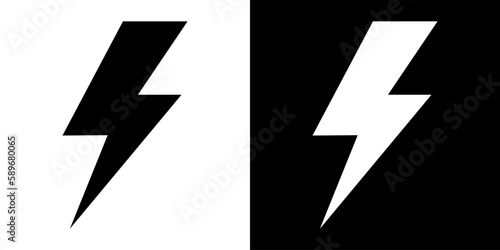Lightning bolt icons. Two-tone version on black and white background