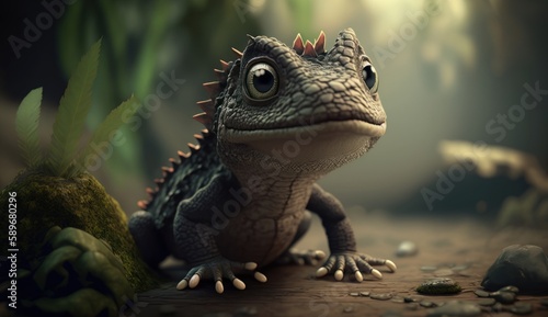 Cute animated crocodile  generative AI