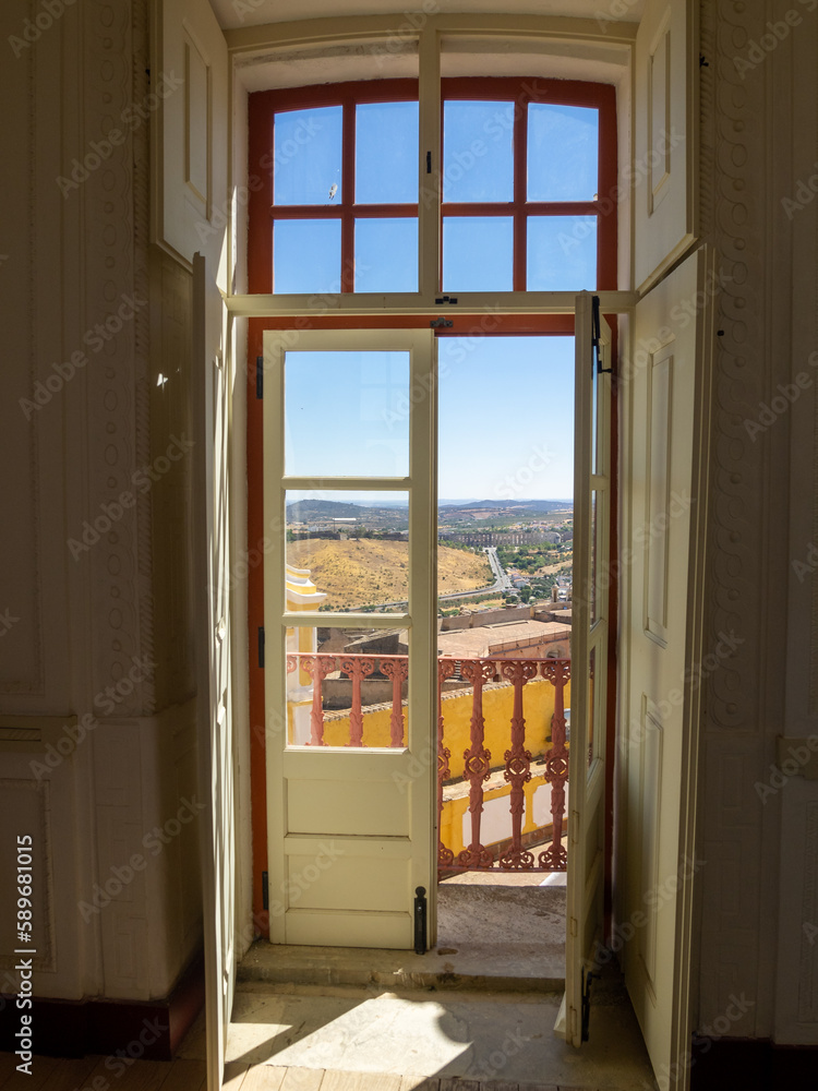 Fototapeta premium View to Elvas aqueduct from the Governor house at Nossa Senhora da Graça Fort