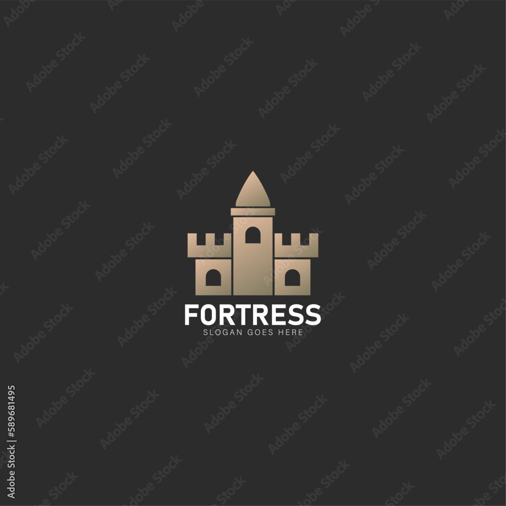 fortress castle logo simple design idea