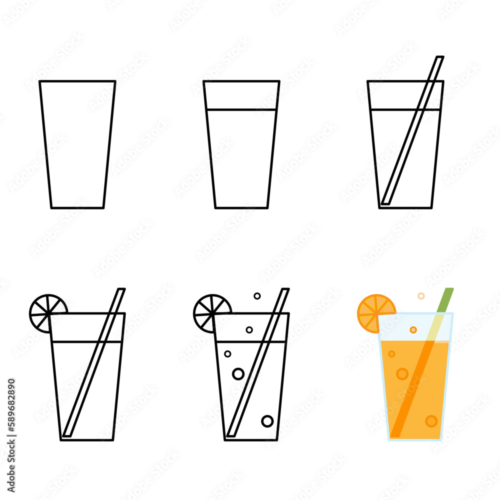 How to draw a glass of juice. Stepbystep instructions for creating an