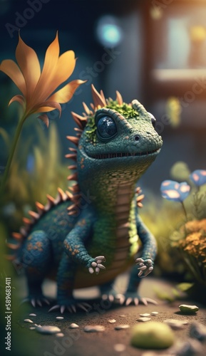 Cute animated Baby Dragon   generative AI