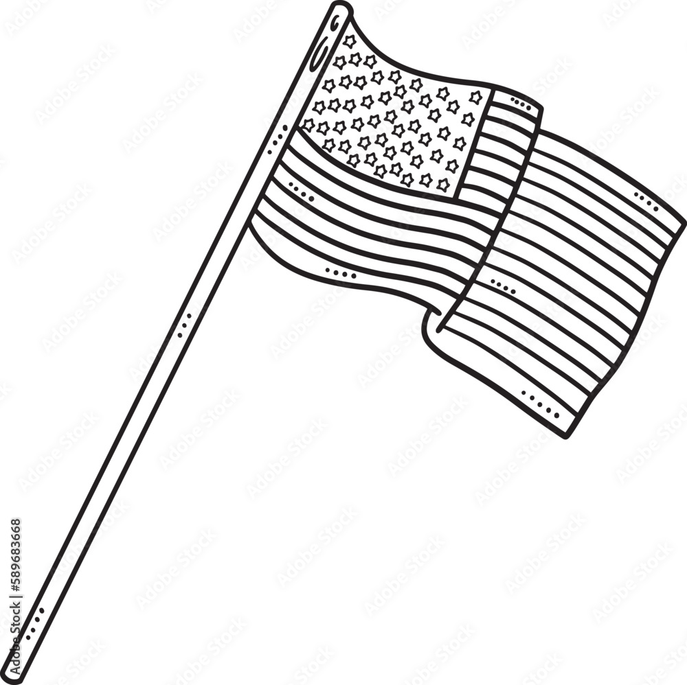 American Flag Isolated Coloring Page for Kids Stock Vector | Adobe Stock