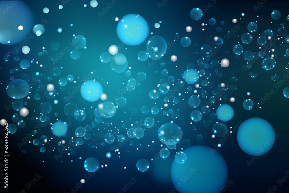 Background with Blue Circles, Bokeh Effect. Generative AI