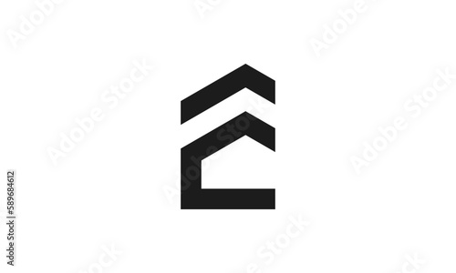 Creative Vector Illustration Business Logo Design. Letter E and Letter C Home House Building Combination