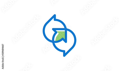 Creative Vector Illustration Business Logo Design. Communication Arrow Bubble Chat Combination